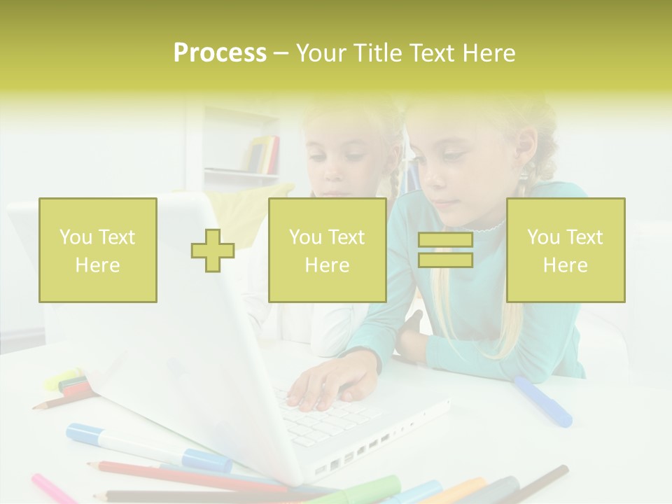 Twins With Laptop PowerPoint Template