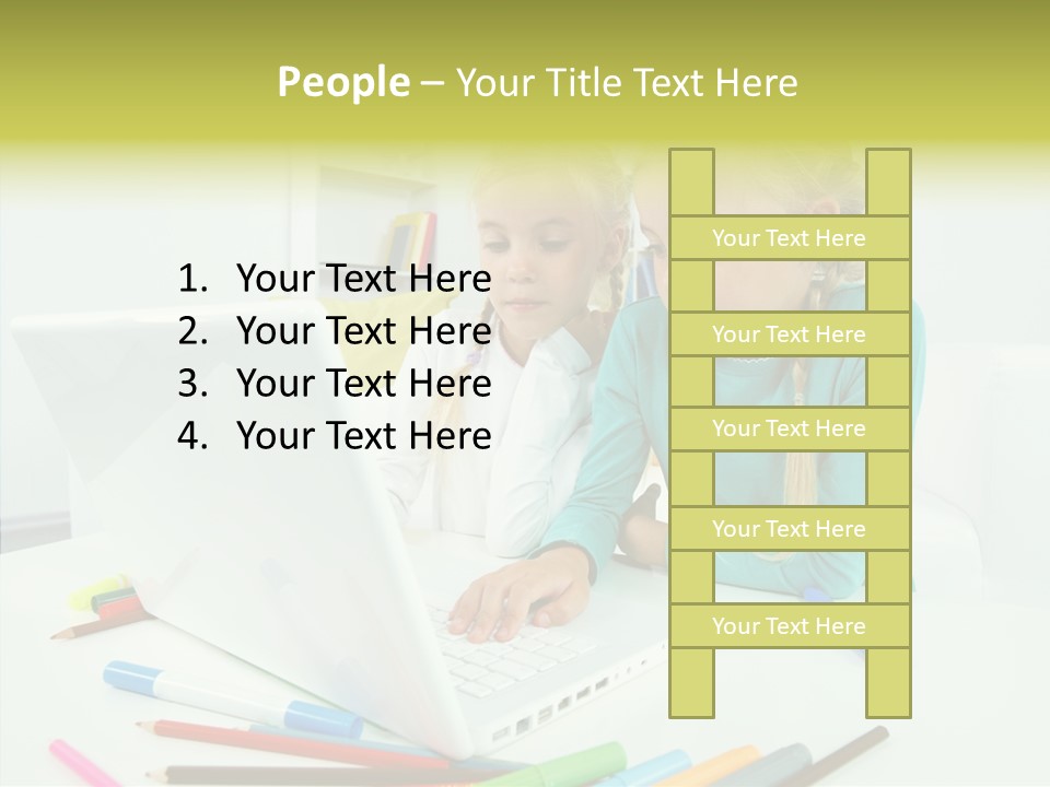 Twins With Laptop PowerPoint Template