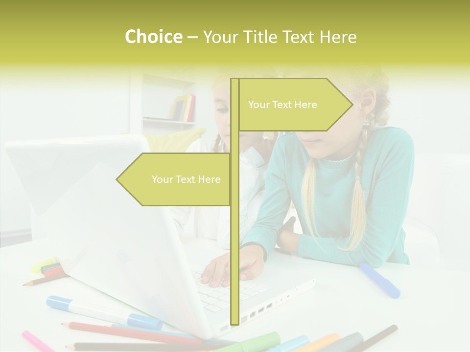 Twins With Laptop PowerPoint Template