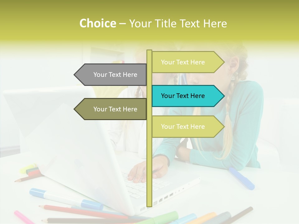 Twins With Laptop PowerPoint Template