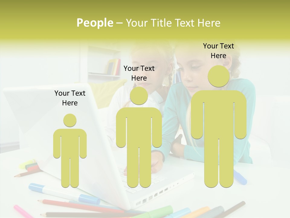 Twins With Laptop PowerPoint Template