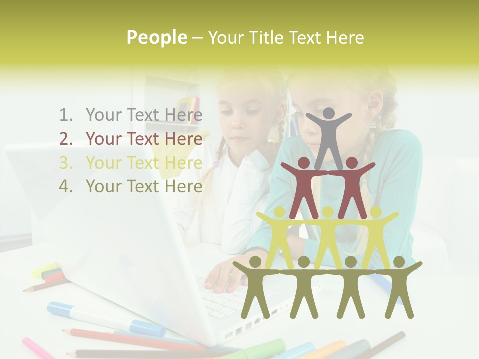 Twins With Laptop PowerPoint Template