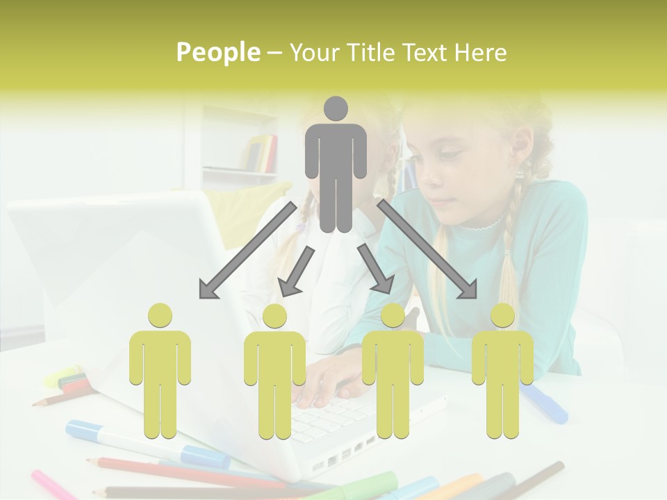 Twins With Laptop PowerPoint Template