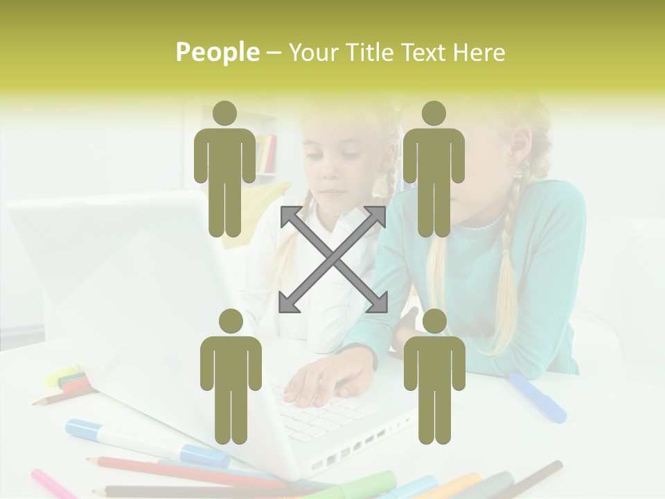 Twins With Laptop PowerPoint Template