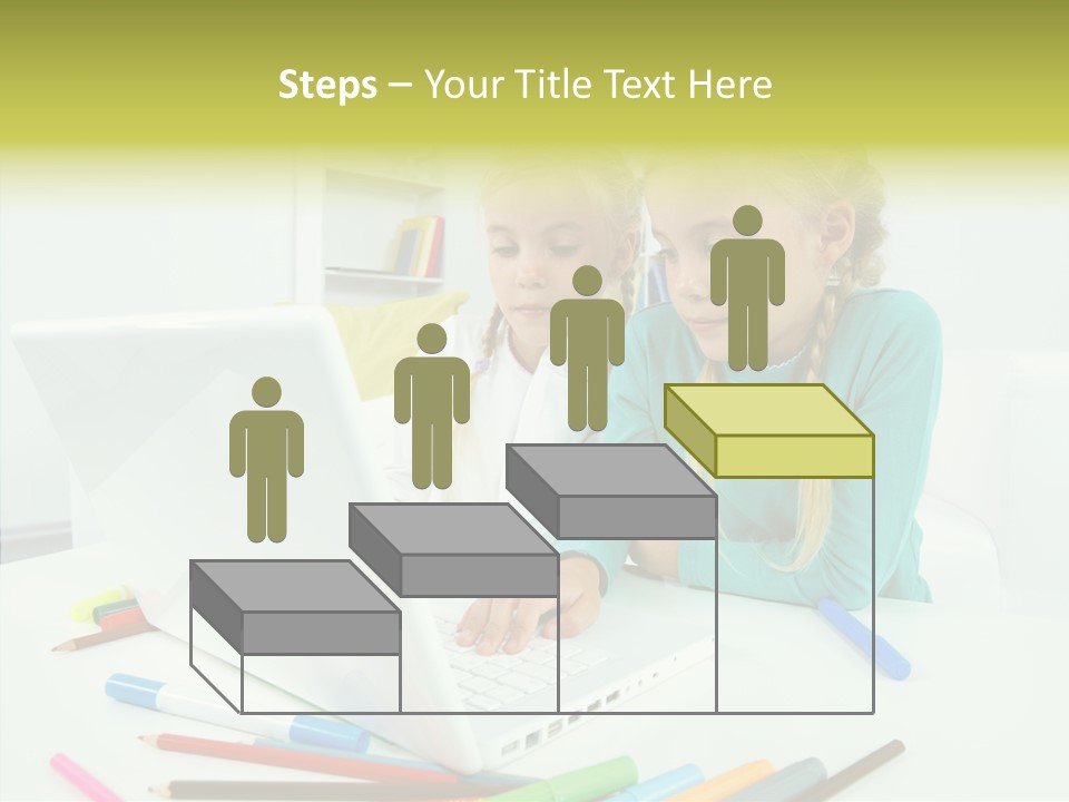 Twins With Laptop PowerPoint Template