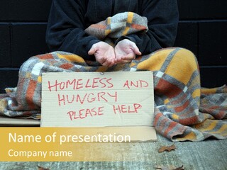 Man Beg Homeless PowerPoint Template