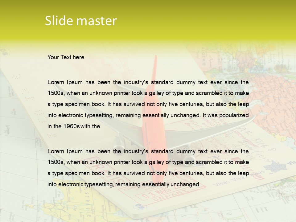 Plane Passport World PowerPoint Template