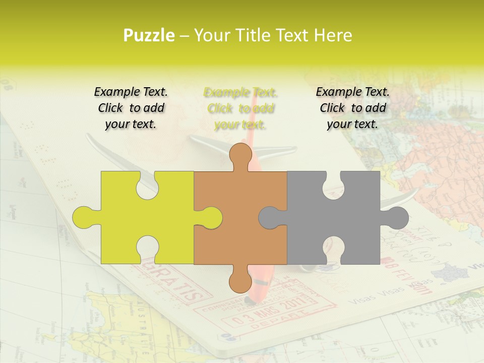 Plane Passport World PowerPoint Template