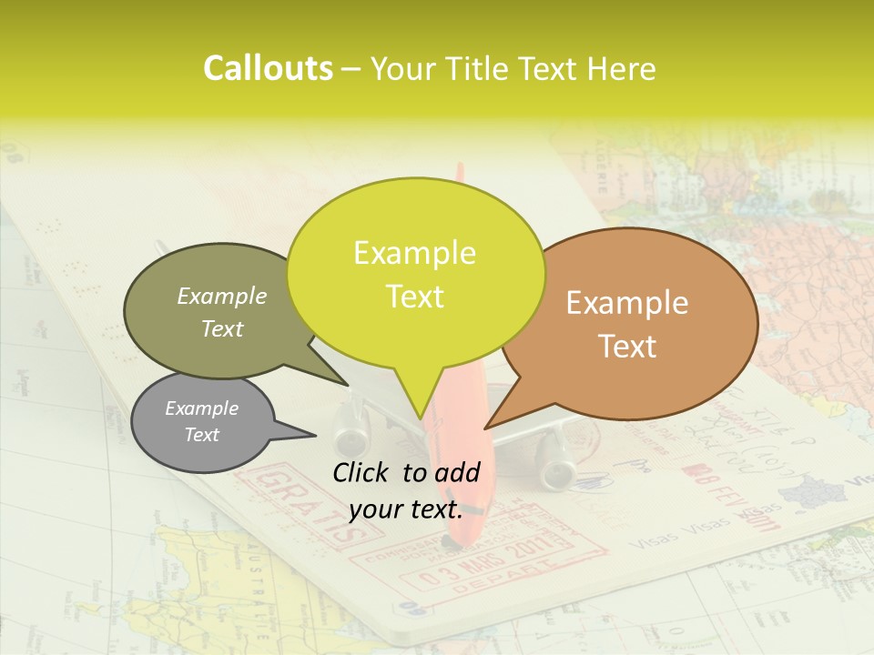 Plane Passport World PowerPoint Template