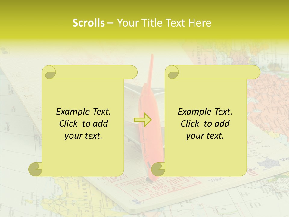 Plane Passport World PowerPoint Template