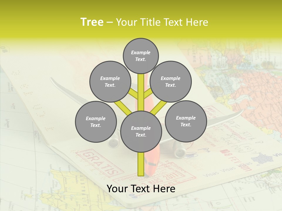 Plane Passport World PowerPoint Template