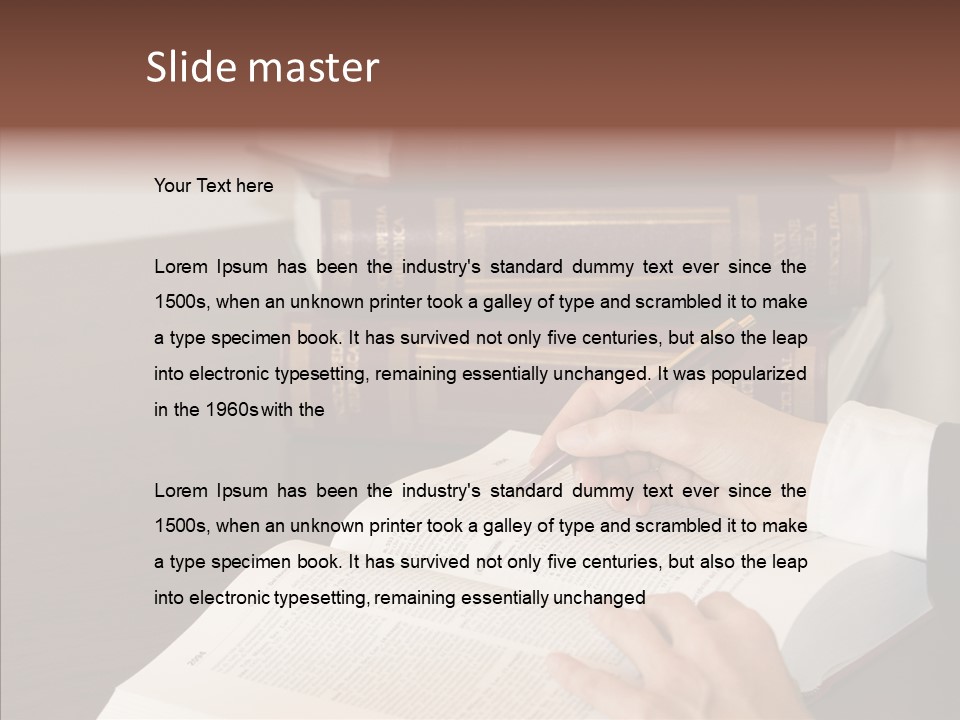 Lawyer Book Hand PowerPoint Template