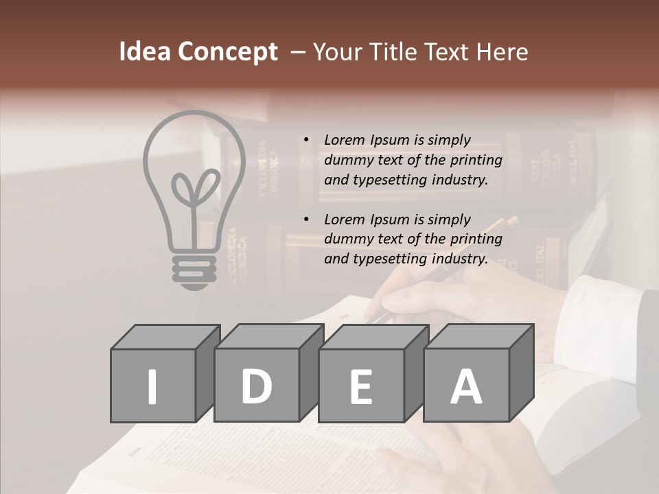 Lawyer Book Hand PowerPoint Template