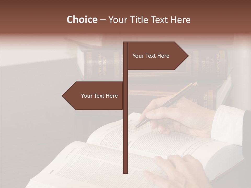 Lawyer Book Hand PowerPoint Template