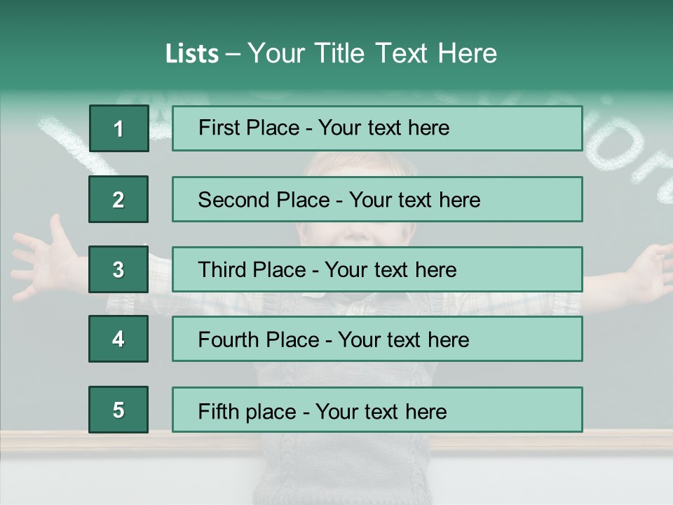 Male Green Desk PowerPoint Template