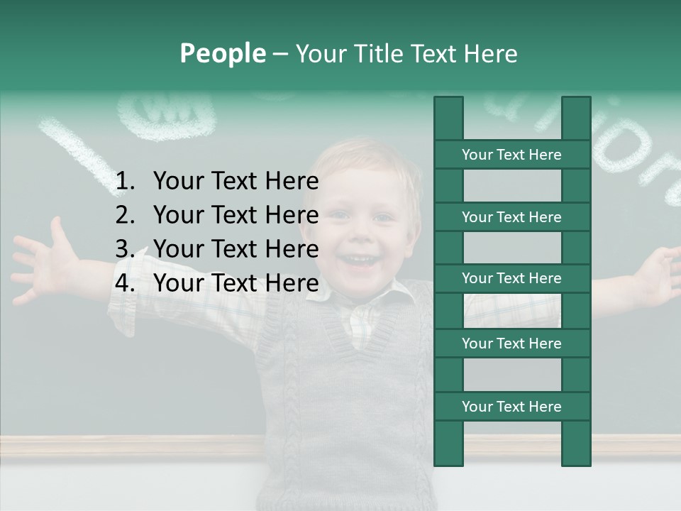 Male Green Desk PowerPoint Template