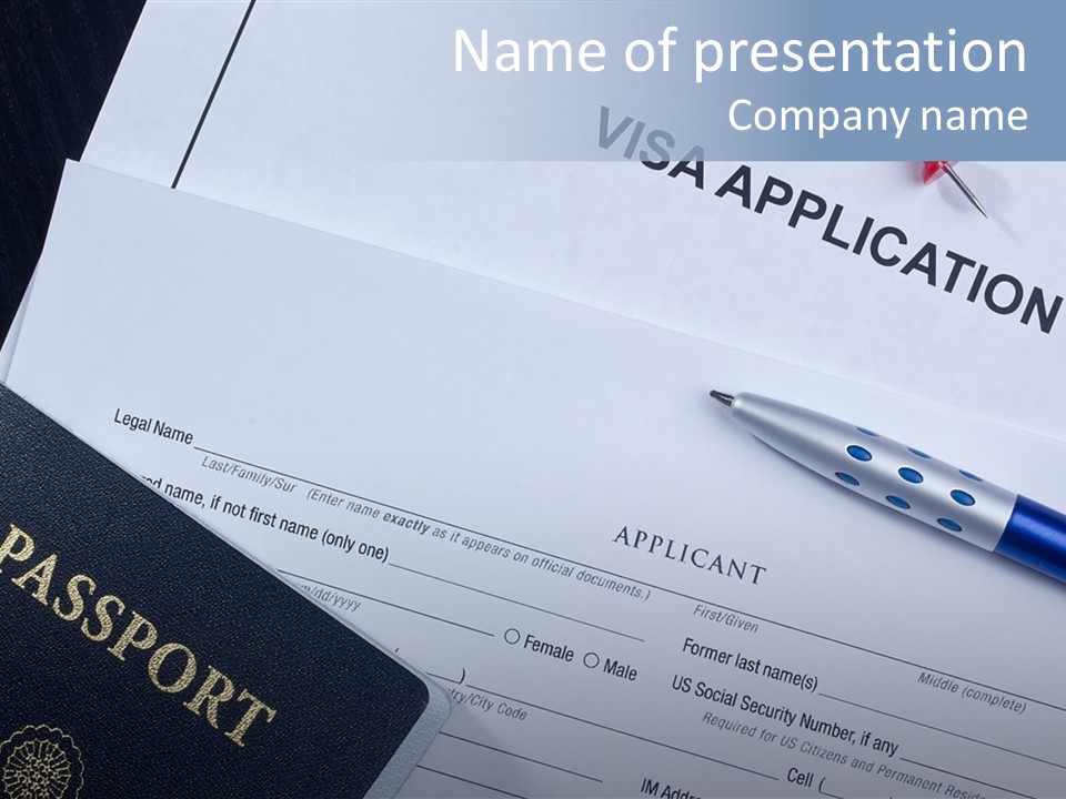 Passport Foreign Text PowerPoint Template