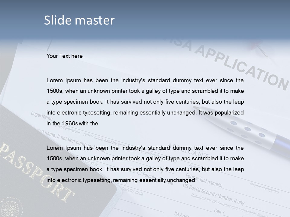 Passport Foreign Text PowerPoint Template