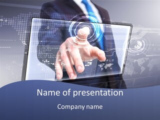 Press Touch Screen People PowerPoint Template