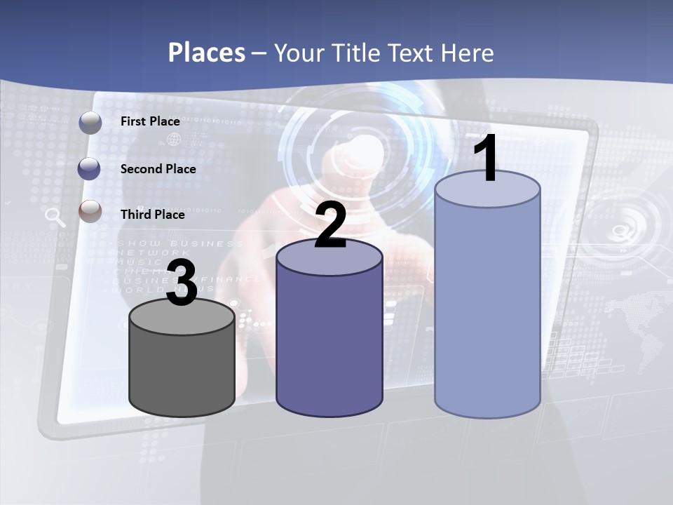 Press Touch Screen People PowerPoint Template