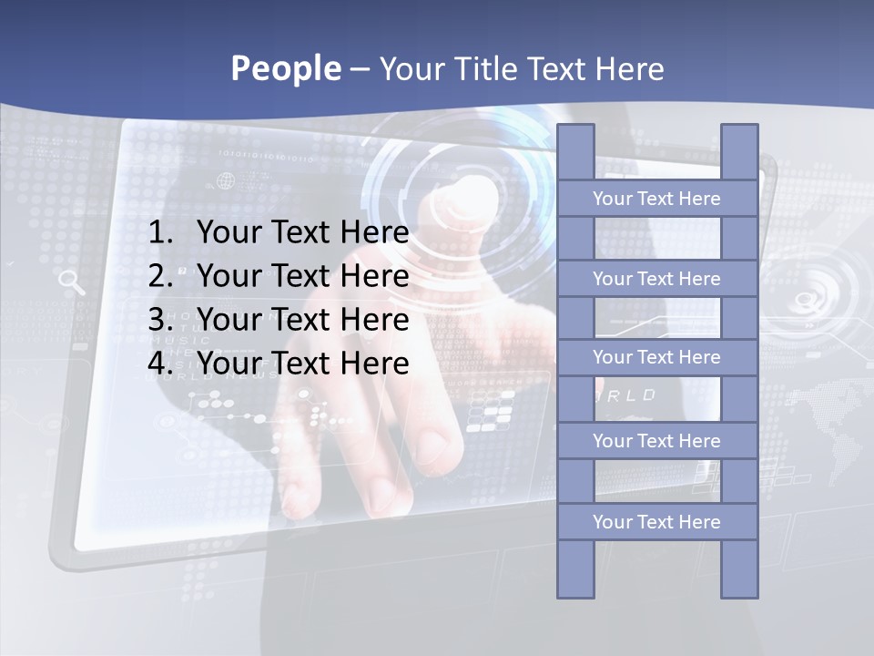 Press Touch Screen People PowerPoint Template