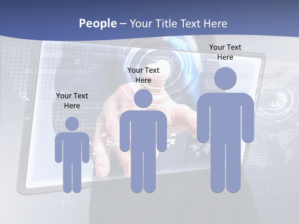 Press Touch Screen People PowerPoint Template