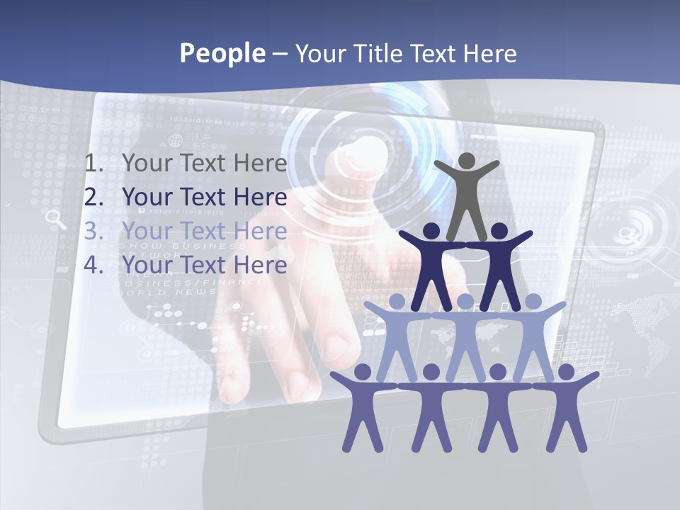 Press Touch Screen People PowerPoint Template