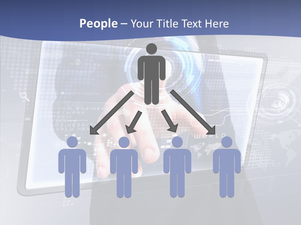Press Touch Screen People PowerPoint Template