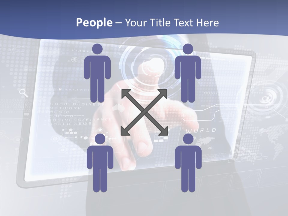 Press Touch Screen People PowerPoint Template