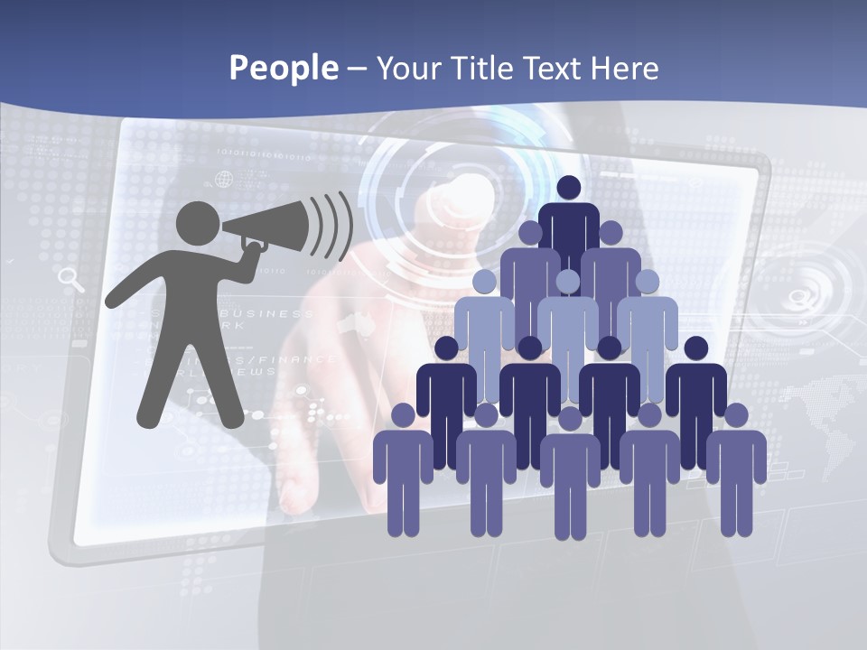 Press Touch Screen People PowerPoint Template