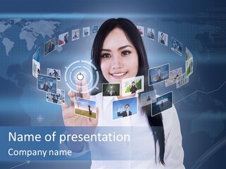 Connection Pushing Map PowerPoint Template