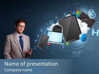 Browsing Tablet Tech PowerPoint Template