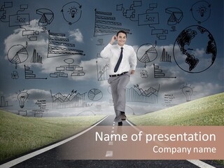 Young Adult Male Running PowerPoint Template