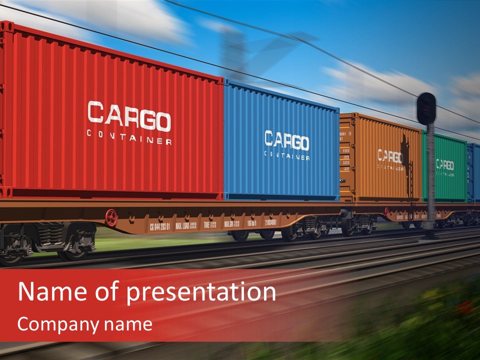 Flatcars Yard Shipping PowerPoint Template