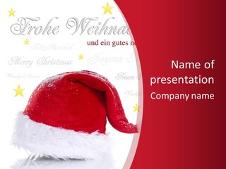 A Red And White Santa Hat With Stars On It PowerPoint Template