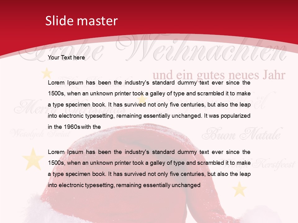 A Red And White Santa Hat With Stars On It PowerPoint Template