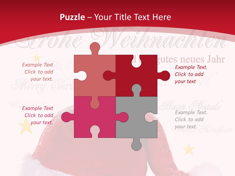 A Red And White Santa Hat With Stars On It PowerPoint Template