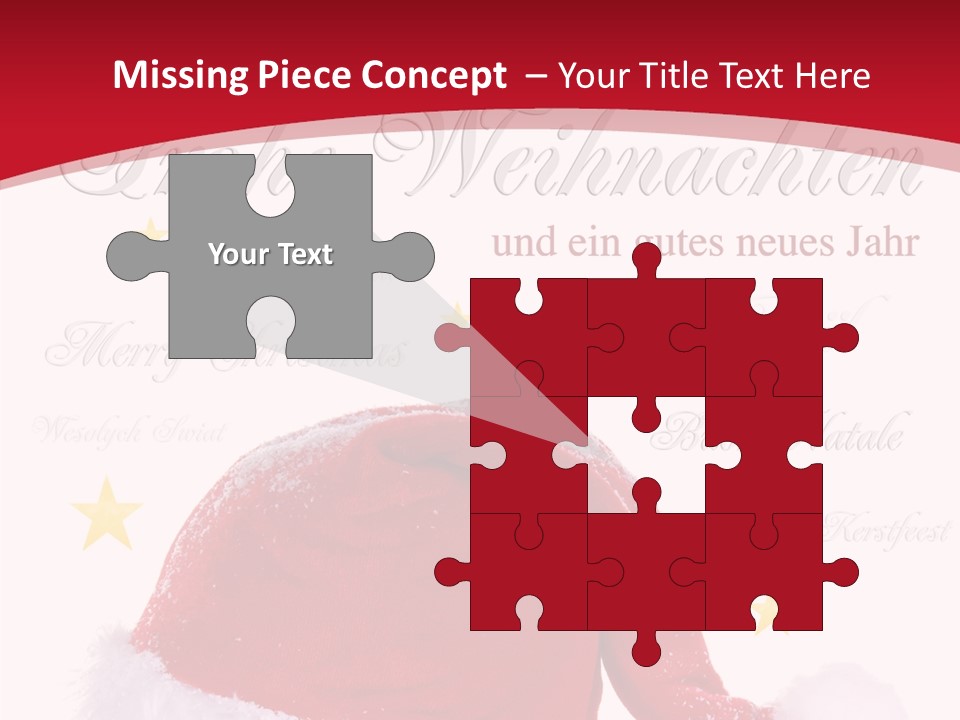 A Red And White Santa Hat With Stars On It PowerPoint Template