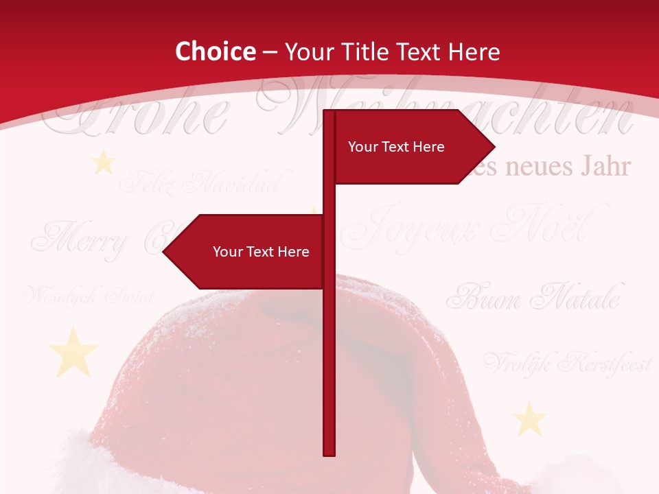 A Red And White Santa Hat With Stars On It PowerPoint Template