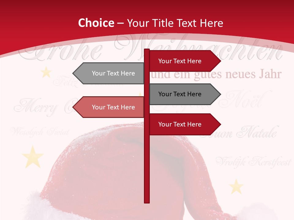A Red And White Santa Hat With Stars On It PowerPoint Template