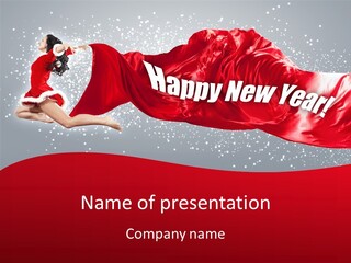 A Woman In A Red Dress Is Flying Through The Air PowerPoint Template