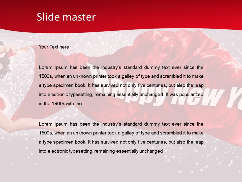 A Woman In A Red Dress Is Flying Through The Air PowerPoint Template