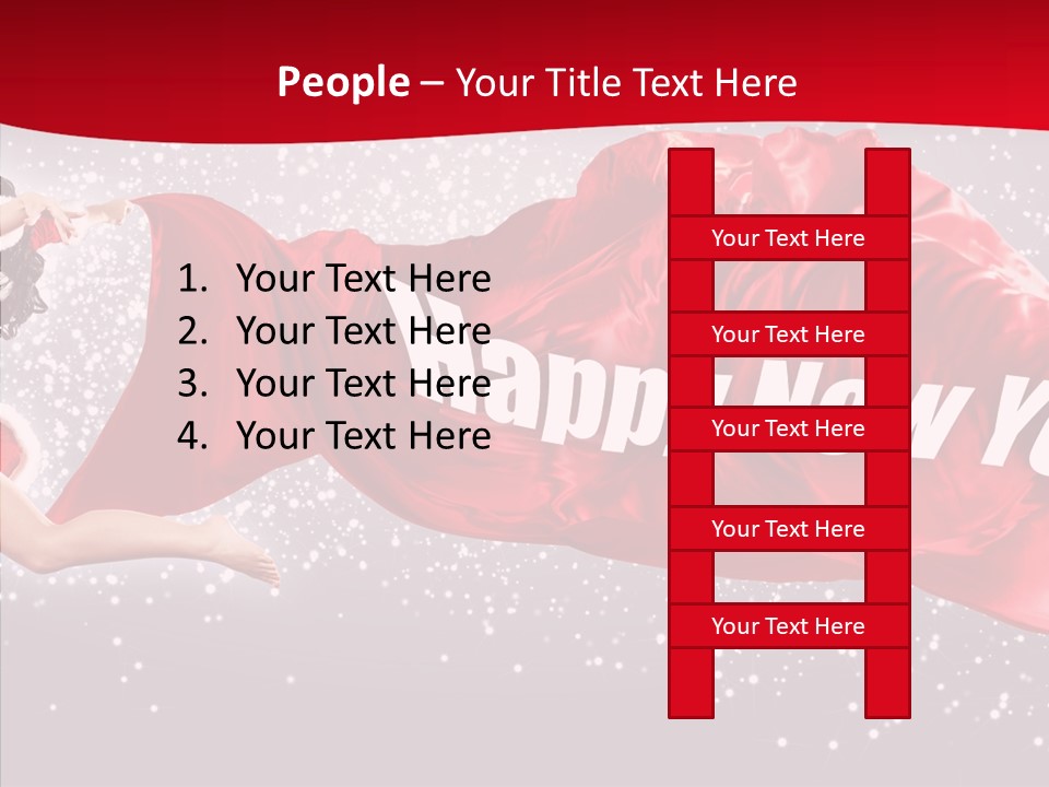 A Woman In A Red Dress Is Flying Through The Air PowerPoint Template