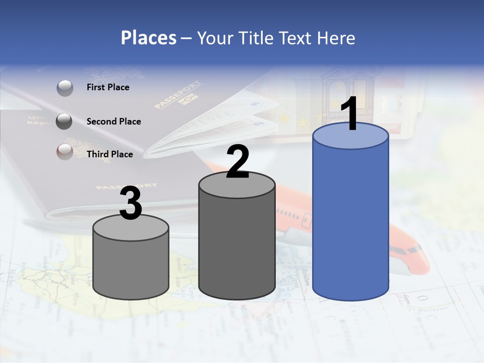 A Passport, A Pen, And A Knife On Top Of A Map PowerPoint Template