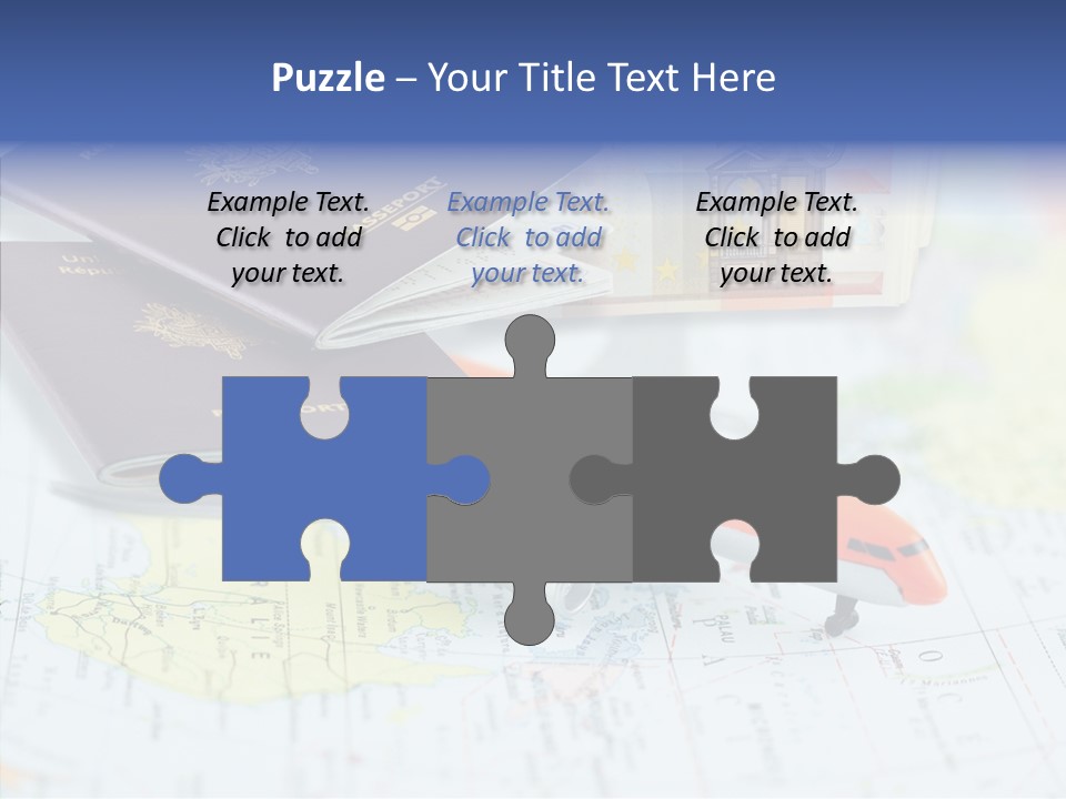 A Passport, A Pen, And A Knife On Top Of A Map PowerPoint Template
