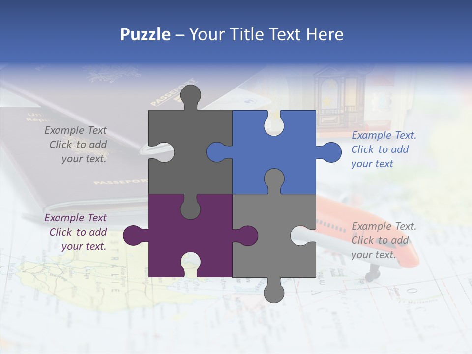 A Passport, A Pen, And A Knife On Top Of A Map PowerPoint Template
