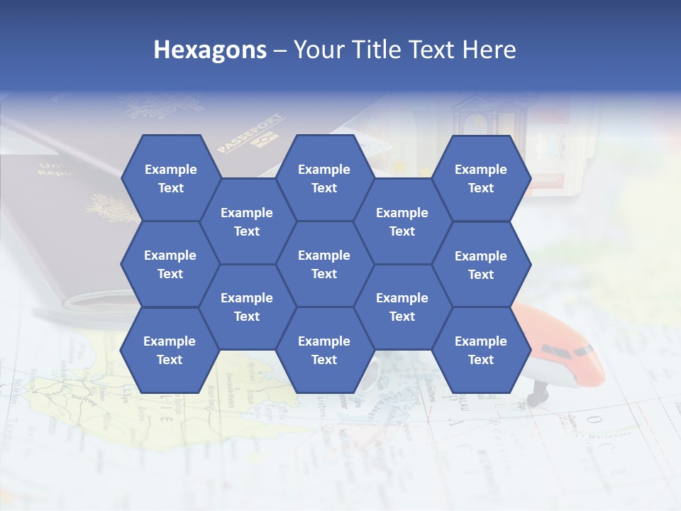 A Passport, A Pen, And A Knife On Top Of A Map PowerPoint Template