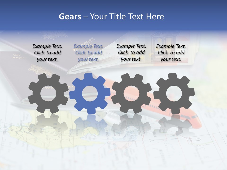 A Passport, A Pen, And A Knife On Top Of A Map PowerPoint Template