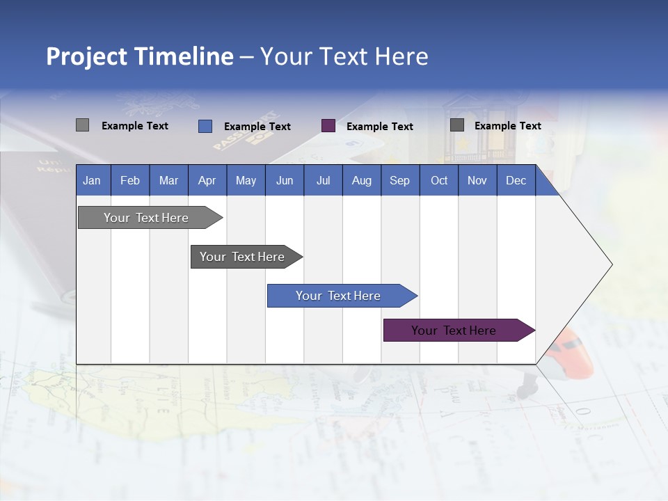 A Passport, A Pen, And A Knife On Top Of A Map PowerPoint Template