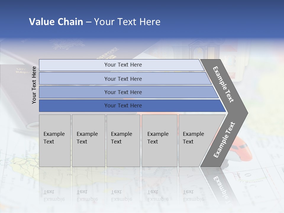 A Passport, A Pen, And A Knife On Top Of A Map PowerPoint Template